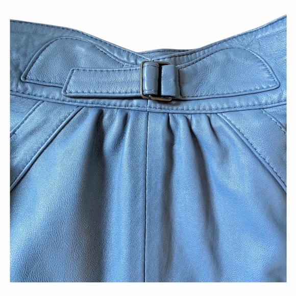 Vintage 1980s Penny Genuine Leather Skirt Suit | Colonial Blue | EUC - Picture 8 of 13